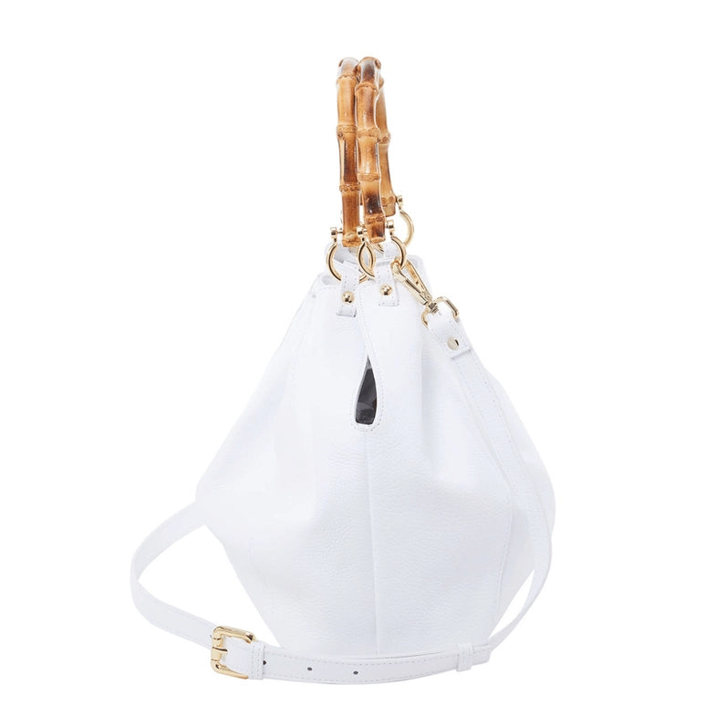 Bamboo Handle leather Shopping Bag