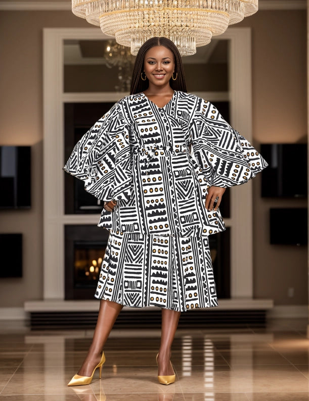 Authentic African Print 2pc Wrap Top & Skirt Set