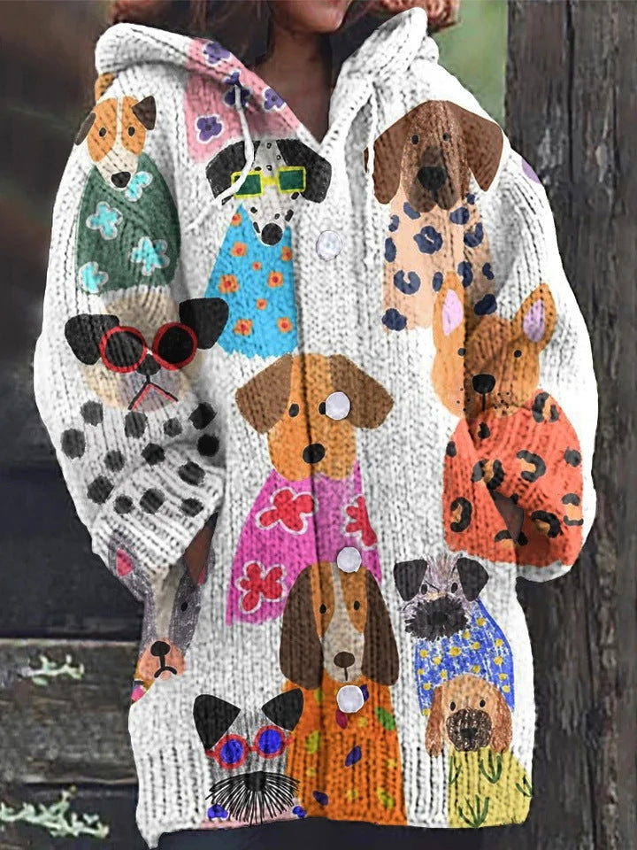 Animal Print Casual Hooded Cape Coat