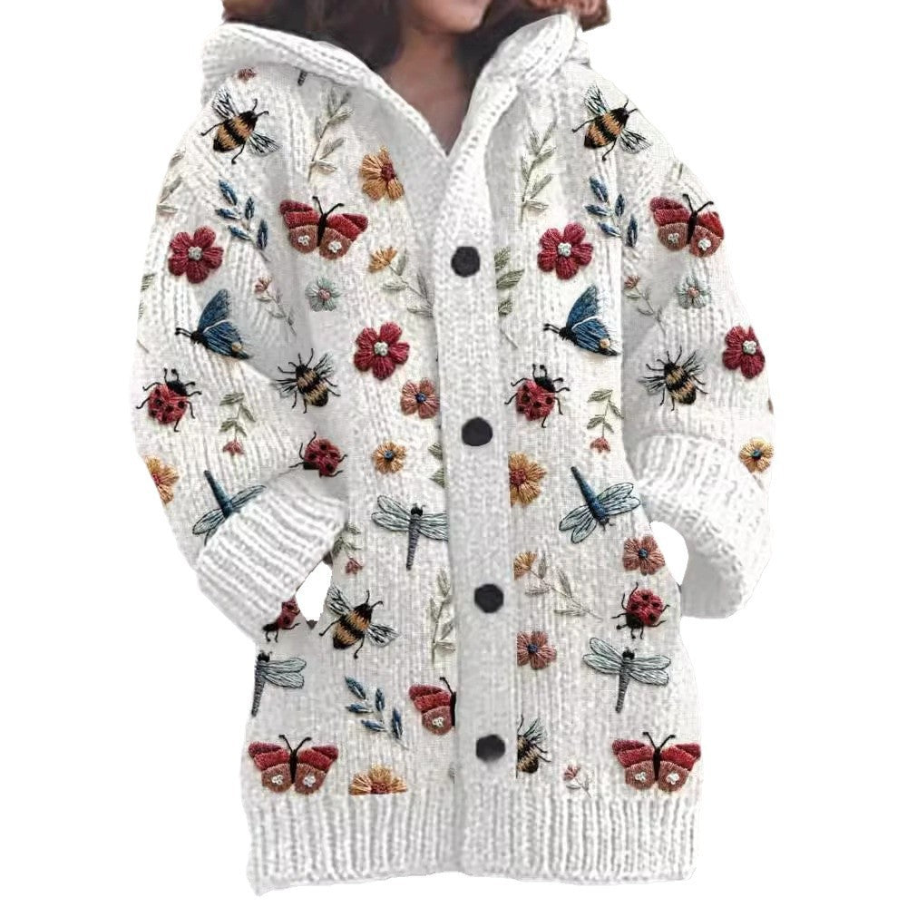 Animal Print Casual Hooded Cape Coat