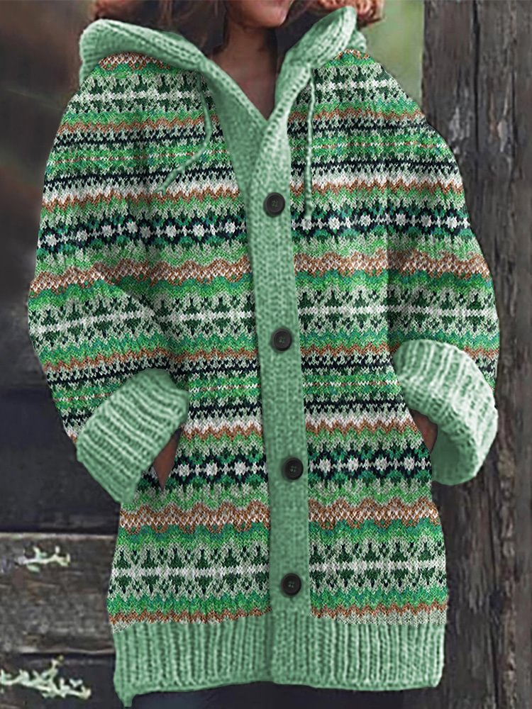 Animal Print Casual Hooded Cape Coat