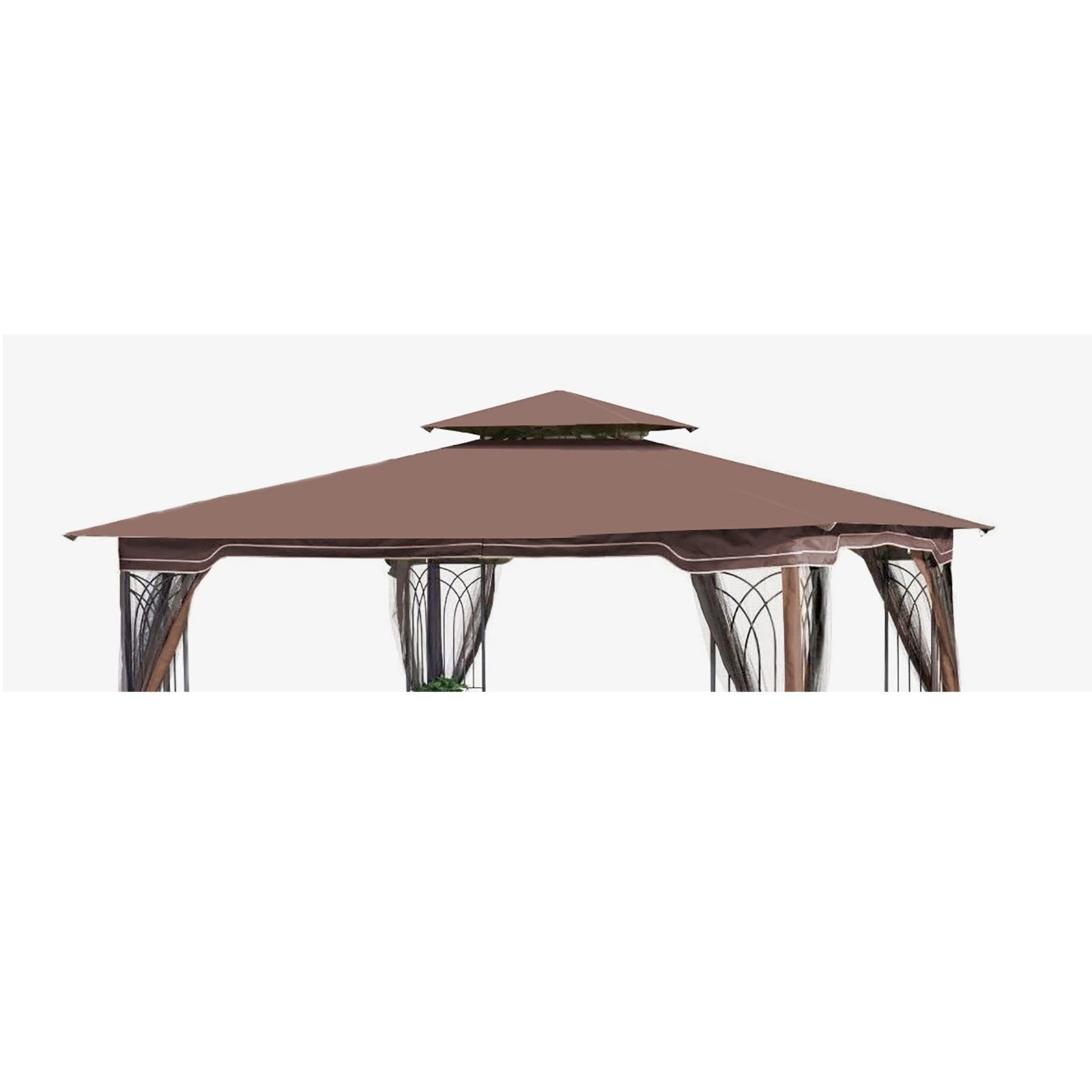 10x10 Ft Patio Double Roof Gazebo Replacement Canopy Top Fabric,Brown