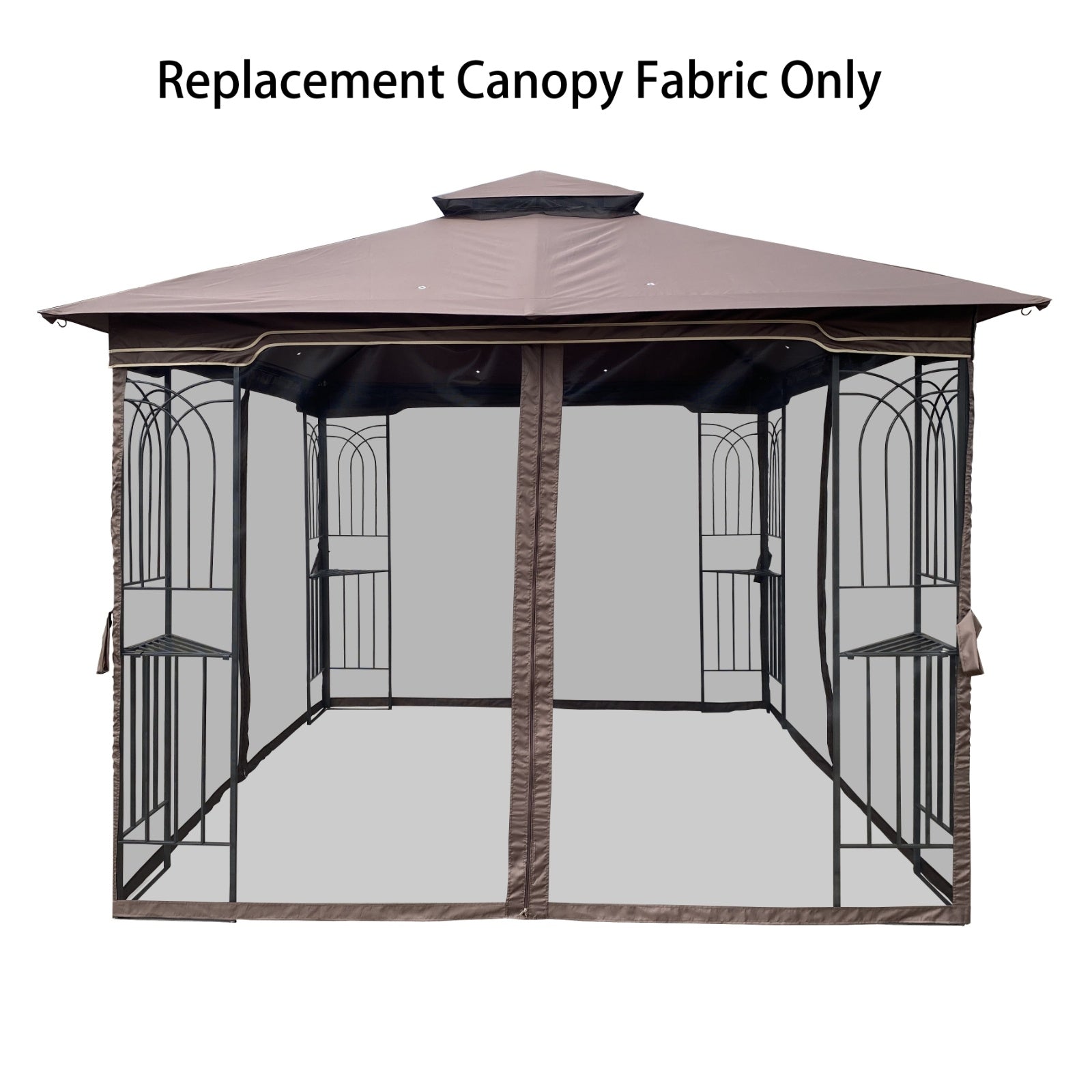 10x10 Ft Patio Double Roof Gazebo Replacement Canopy Top Fabric,Brown