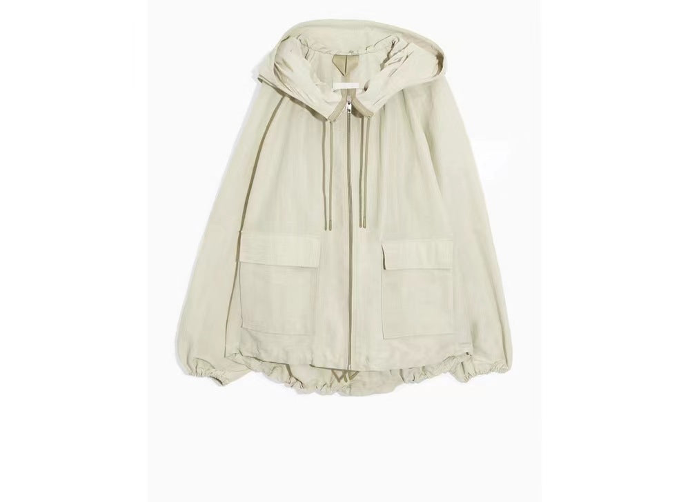 Fashion Linen Blended Zipper Coat