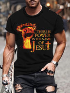 Men's Fist Print T-shirt, Casual Short Sleeved Round Neck T-shirt, Outdoor Men's Clothing