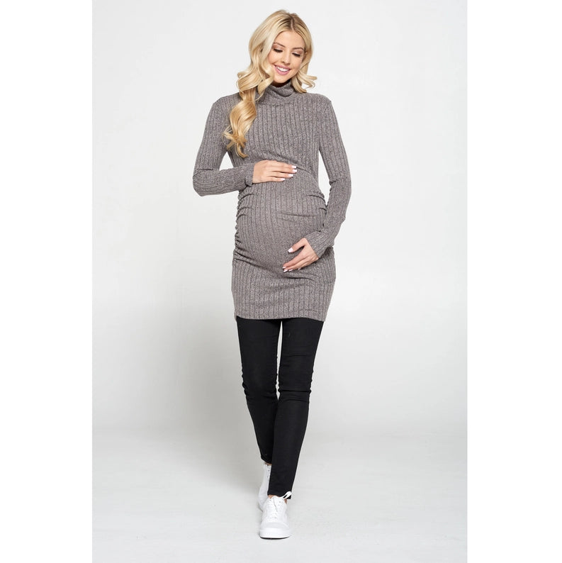 Side Ruched Breastfeeding Turtleneck Top