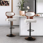 PU Leather Bar Stools Set of 2, 360° Swivel with L-Shaped Backrest – Mid-Century Counter Height Stool, 265lbs Capacity, X-Brace Support & Retro Design for Kitchen, Home Bar