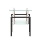 1-Piece Modern Tempered Glass Tea Table Coffee Table End Table, Square Table For Living Room, Transparent Black