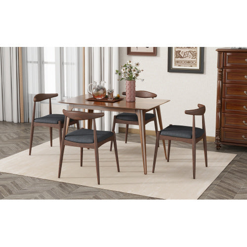 CHAIR  Set Of 2 Set of 2 Mid-Century Dining Chairs with Cushioned Seats, Upholstered in charcoal Fabric