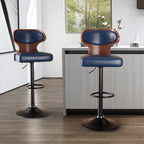 PU Leather Bar Stools Set of 2, 360° Swivel with L-Shaped Backrest – Mid-Century Counter Height Stool, 265lbs Capacity, X-Brace Support & Retro Design for Kitchen, Home Bar