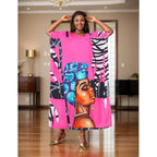Maxi Kaftan Dress Face Print Caftan One Size