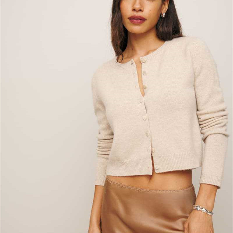 Women's Long-sleeved Knitted Cardigan Top Button