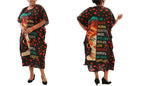 Women's African Print Polka Dot Dashiki Kaftan Dress