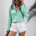 Commute Style Fashion Striped Loose Long Sleeve Shirt