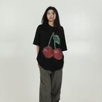 Women's Simple Cherry Print Short-sleeved T-shirt