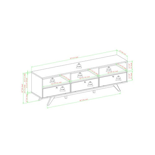 Modern Scandi 3-Door Low Profile TV Stand For TVs Up To 80 Inches Black