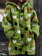 Halloween Animal Print Casual Hooded Cape Coat