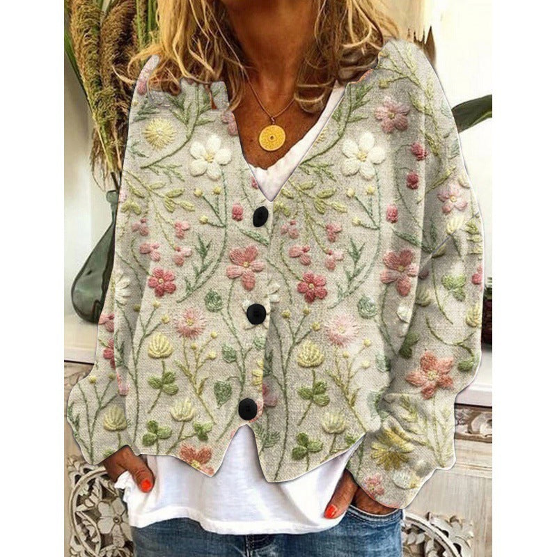 Christmas Abstract Printing Casual Cloak Coat Cardigan Sweater