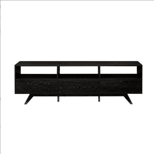 Modern Scandi 3-Door Low Profile TV Stand For TVs Up To 80 Inches Black