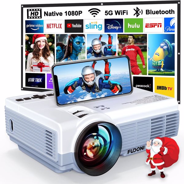 Projector [5G WiFi and 5.3 Bluetooth Function Native 1080P Full HD Resolution