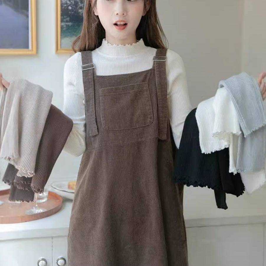 Ruffled Half-high Collar Long Sleeves Knitwear