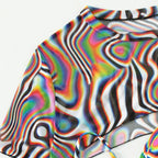 Women's Colorful Animal Print Mesh Rope Bikini – 3-Piece Swimsuit Set with Short Sleeve Cover-Up | Polyester Fiber for Swimming & Wading