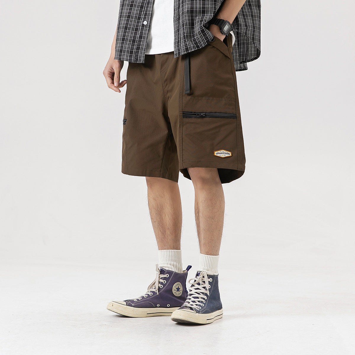 Mountain Vintage Zipper Workwear With Pocket Shorts