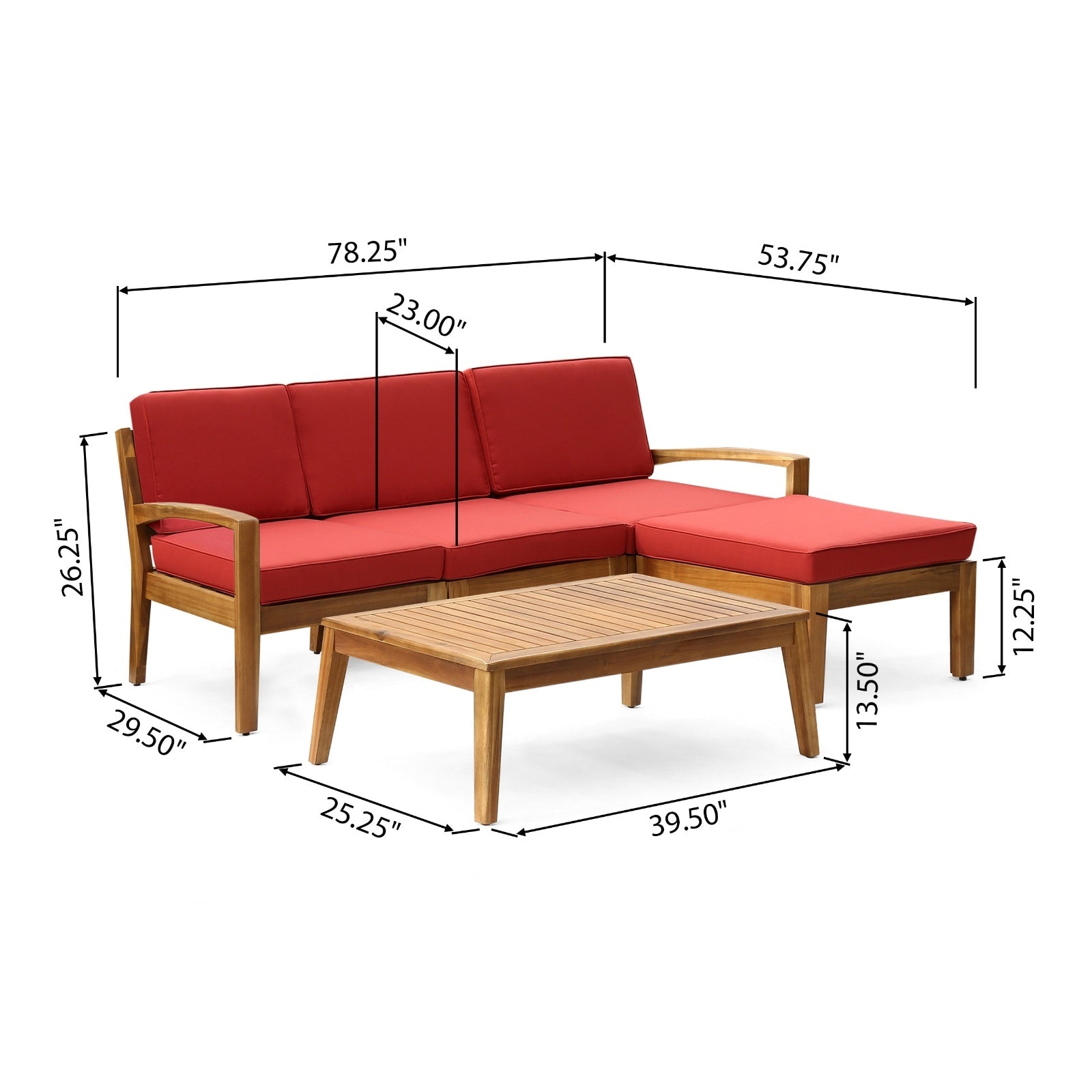 GRENADA L SHAPE 3-seater sectional sofa Set and table