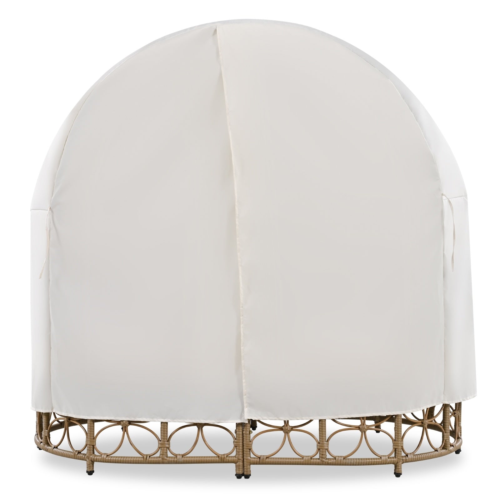 GO 59.8  Daybed Outdoor Sunbed With Colorful Pillows, Wicker Patio Daybed With Curtain, Floral Patte