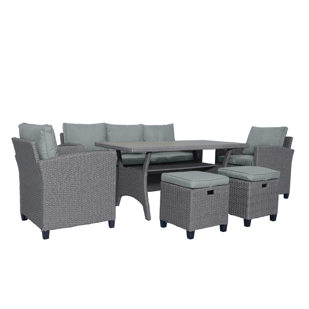 6-piece Outdoor Rattan Courtyard Set