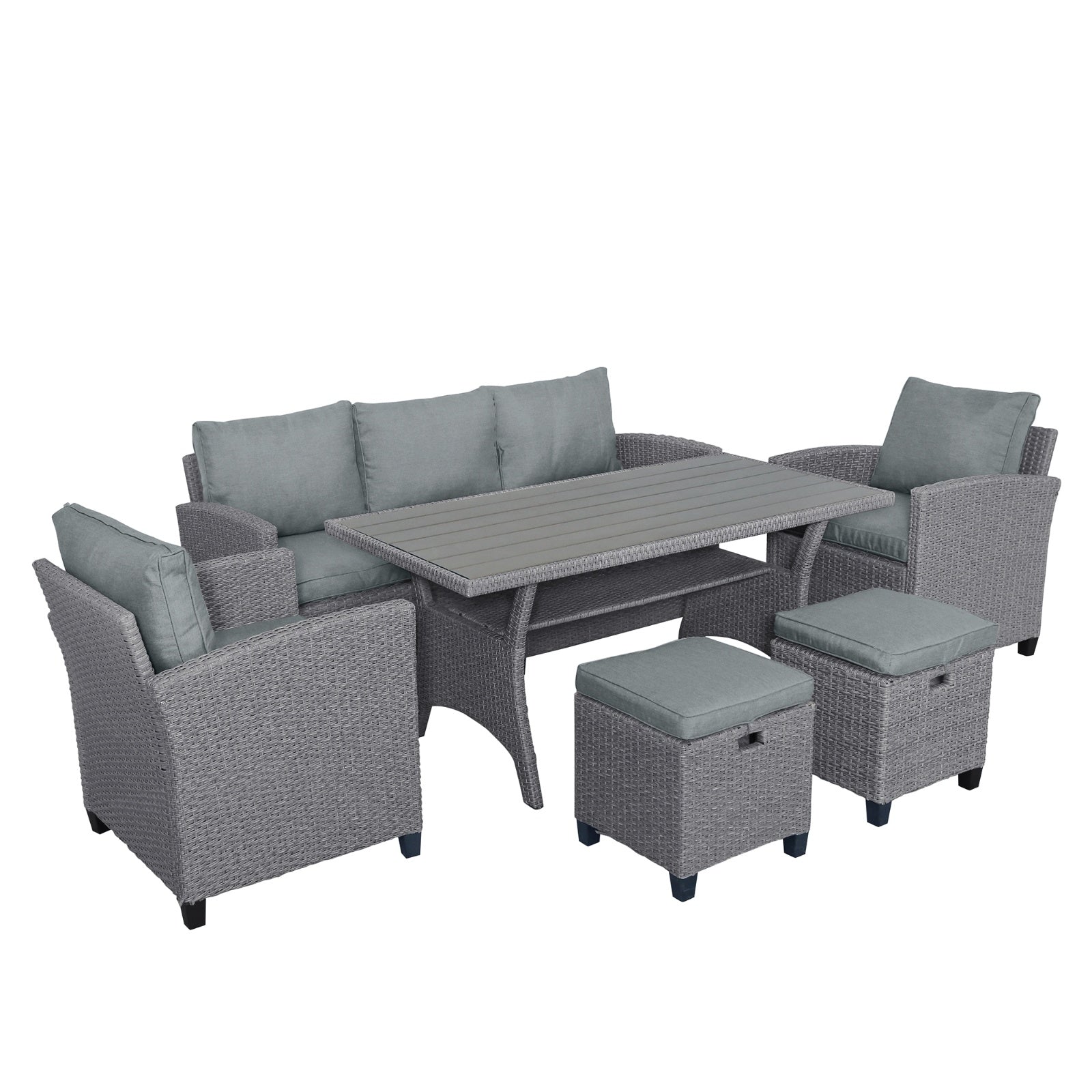 6-piece Outdoor Rattan Courtyard Set