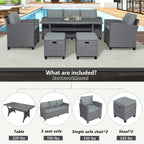 6-piece Outdoor Rattan Courtyard Set