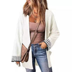 Long Sleeve Color Stitching Knitted Cardigan Pocket Women's Clothing