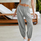 Ladies Two-piece Set Solid Color Casual Suit Short Sleeveless Top Sweatpants