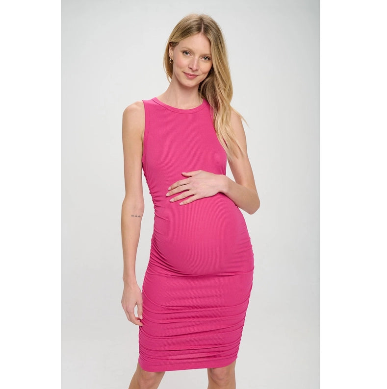 Solid Sleeveless Bodycon Maternity Short Dress