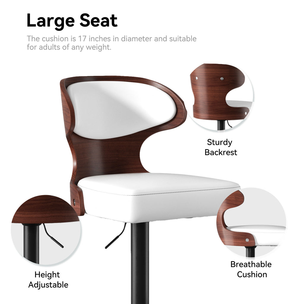 PU Leather Bar Stools Set of 2, 360° Swivel with L-Shaped Backrest – Mid-Century Counter Height Stool, 265lbs Capacity, X-Brace Support & Retro Design for Kitchen, Home Bar