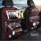 PU Leather Car Storage Bag Multifunction Seat Back Tray Hanging Bag Waterproof Car Organizer Automotive Interior Accessories