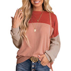 Women's Color Matching Casual Loose Sweater Pullover