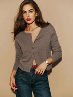 Women's Long-sleeved Knitted Cardigan Top Button