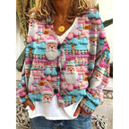 Christmas Abstract Printing Casual Cloak Coat Cardigan Sweater