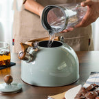 Stainless Steel Sky Gray Folding Handle Whistle Kettle