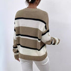 Pullover Color Contrast Patchwork Loose Sweater
