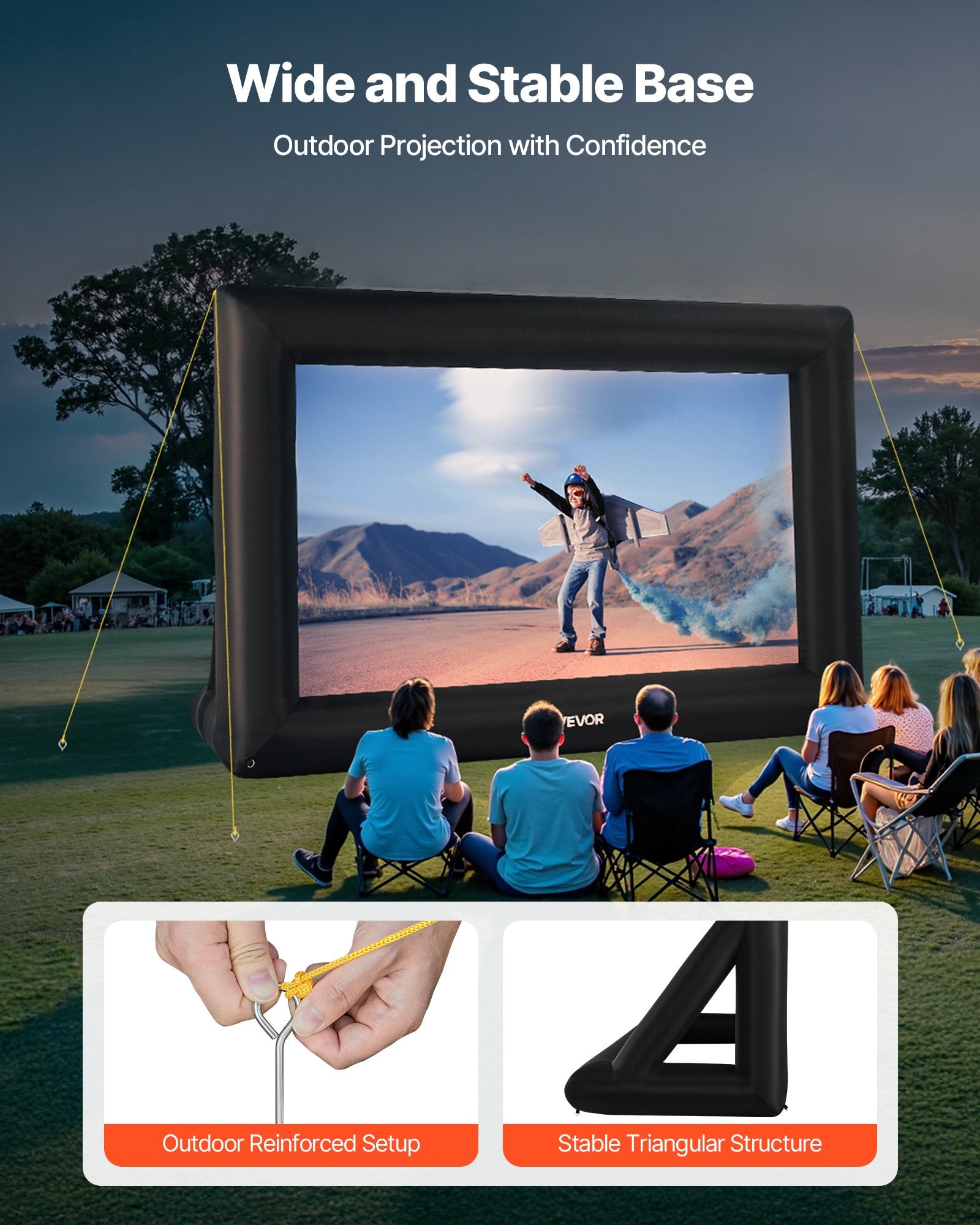 16FT Inflatable Projector Screen, Inflatable Movie Screen Outdoor With 250W Air Blower Projector Screen Oxford Fabric Material Blow Up Screen For Outdoor Backyard, Home Theater, Theme Party