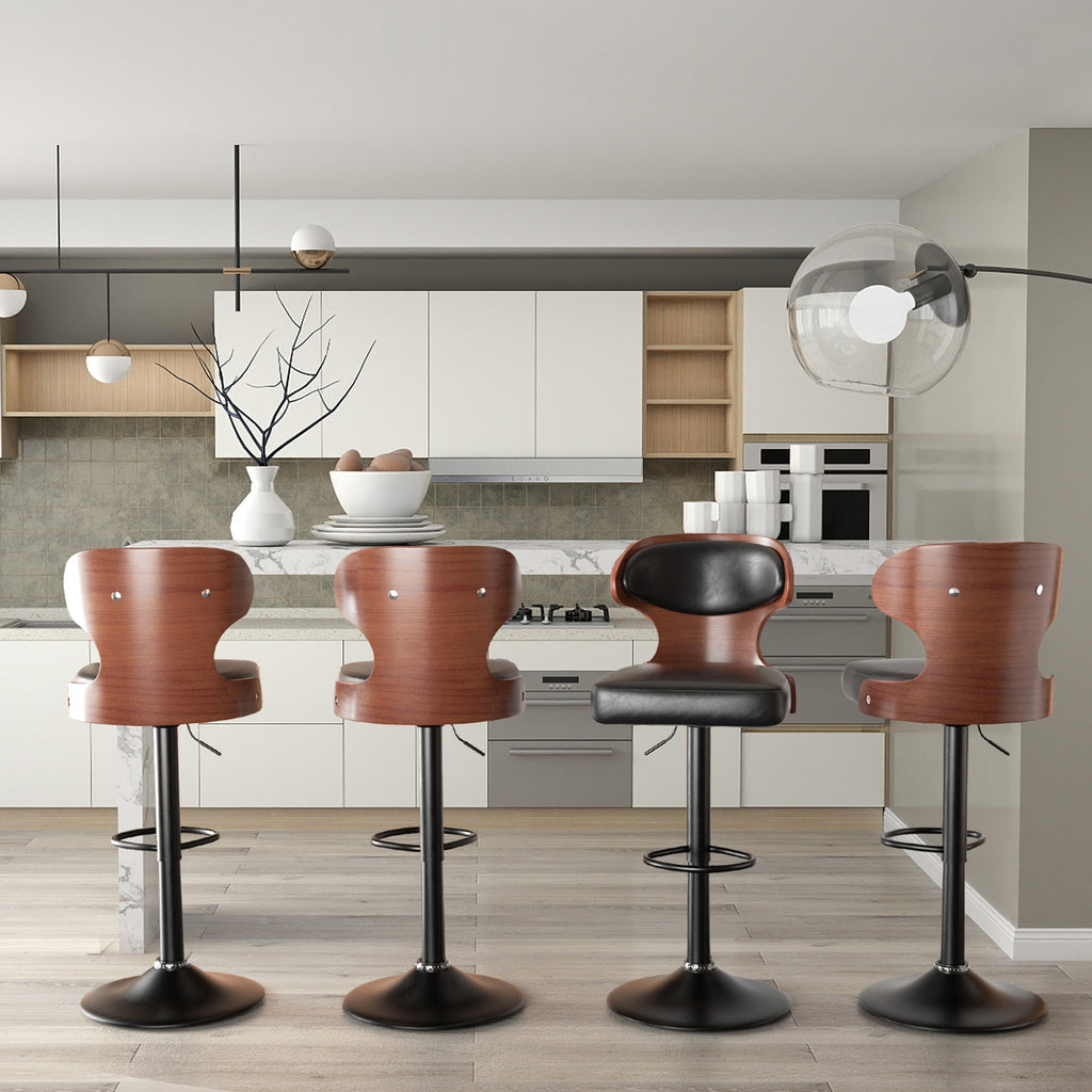 PU Leather Bar Stools Set of 2, 360° Swivel with L-Shaped Backrest – Mid-Century Counter Height Stool, 265lbs Capacity, X-Brace Support & Retro Design for Kitchen, Home Bar