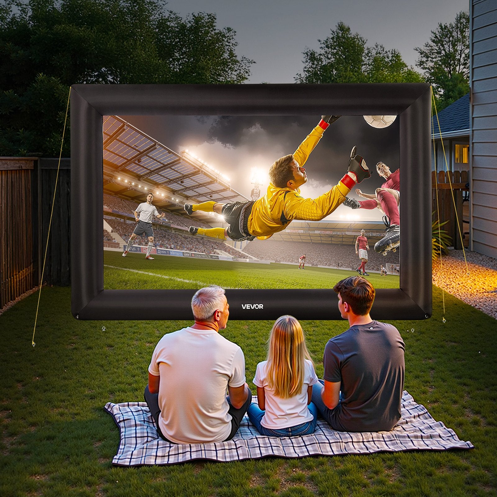 20FT Inflatable Projector Screen, Inflatable Movie Screen Outdoor With 250W Air Blower Projector Screen Oxford Fabric Material Blow Up Screen For Outdoor Backyard, Home Theater, Theme Party