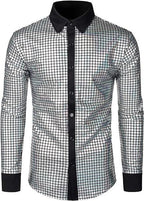 Performance Wear Sequined Casual Shirt Fashion Shiny Surface Lapel