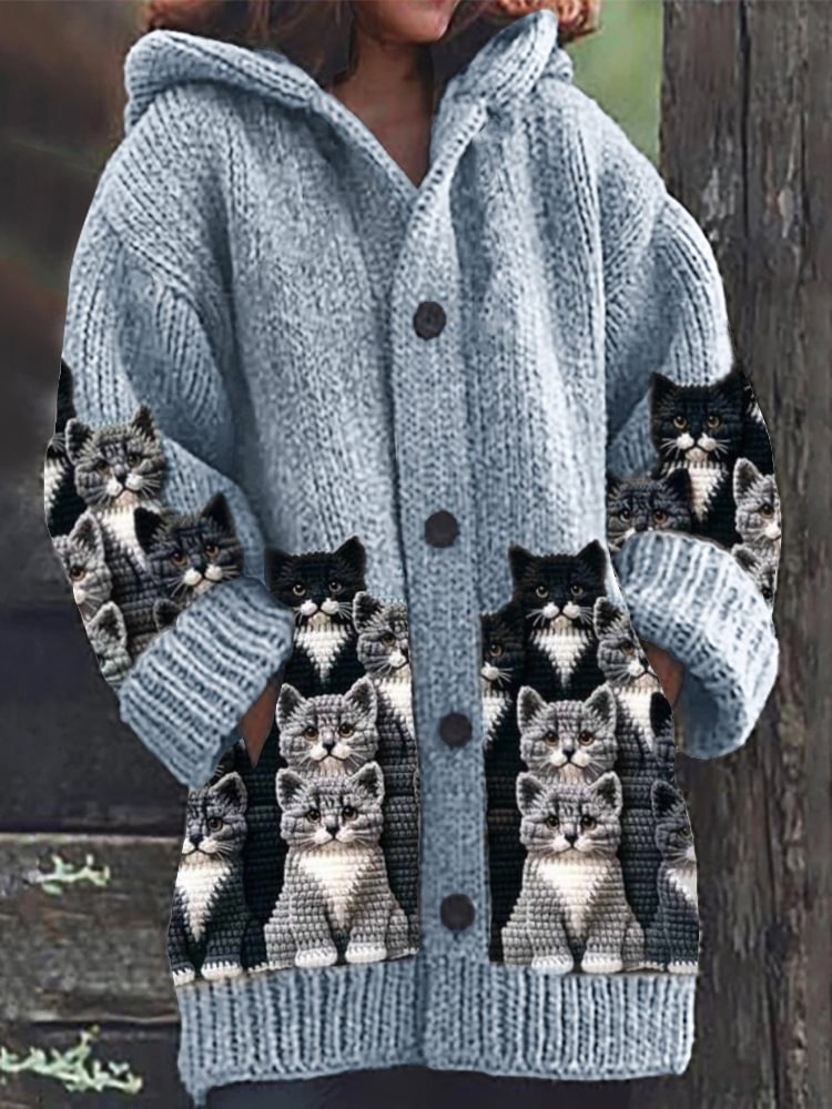 Halloween Animal Print Casual Hooded Cape Coat