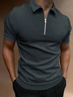 Men's Polo Shirt Solid Color Polo Collar T-shirt Casual Fit Top Men's Clothing
