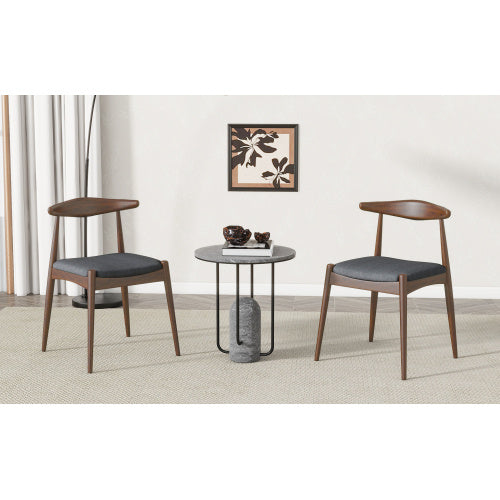CHAIR  Set Of 2 Set of 2 Mid-Century Dining Chairs with Cushioned Seats, Upholstered in charcoal Fabric
