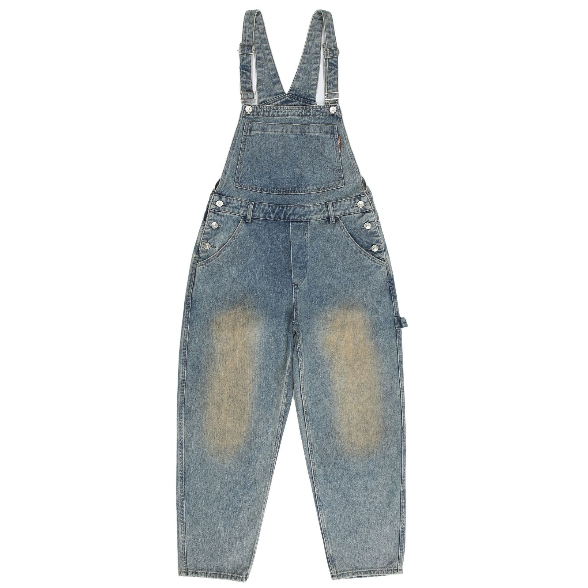 Retro Washed Vintage Washed Strap Cargo Jeans Men And Women